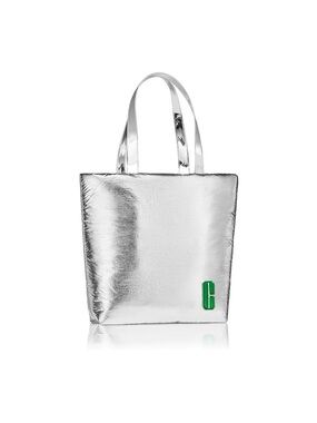 Clinique Silver Tote with Green Logo Accent